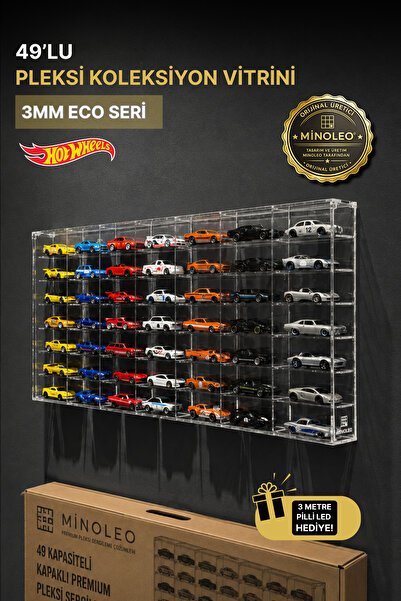 Minoleo Hot Wheels Kapaklı Duvar Rafı – 49’luk Ekonomik Model (3MM ÇERÇEVELİ)...