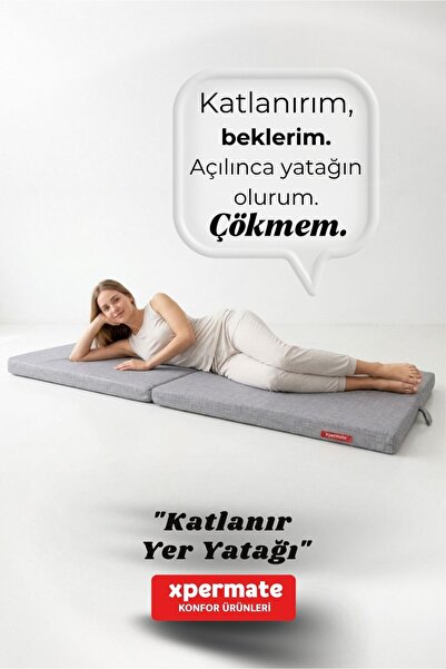XPERMATE Katlanır Sünger Yatak Tek Kişilik Yer Yatağı Misafir Kamp Yatağı Yık...