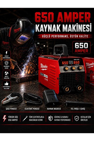 Milwaukee 650 Amper İnverter Kaynak Makinesi 2 Dijital Göstergeli 7/24 Kullan...