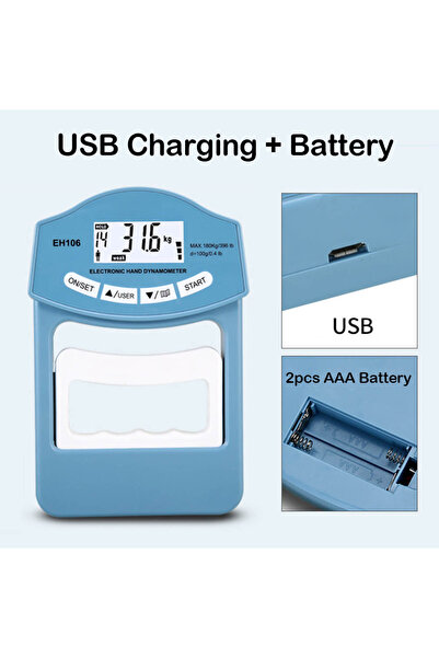 Choice مقياس قوة قبضة اليد الرقمي USB وبطارية، بقدرة 180 كجم/396 رطلاً، مع خا...