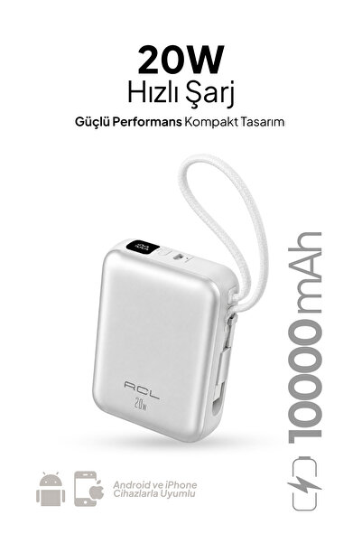 Seyoni ACL PW 146 10000 mAh Mini Powerbank Dahili USB-C Kablolu 20W Hızlı Şar...