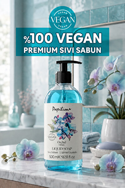 Papilion Orchid Extract Vegan Liquid Soap 500 ml Freshly Scented Hand Sanitiz...