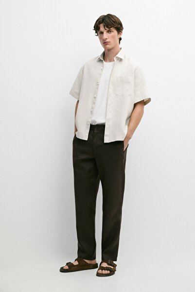 Massimo Dutti Tapered fit linen trousers