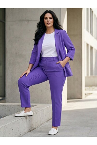 Hanezza YENİ !! SARAP RENGİ Kadın Blazer Ceket | Büyük Beden | Takım Elbise Uyumlu