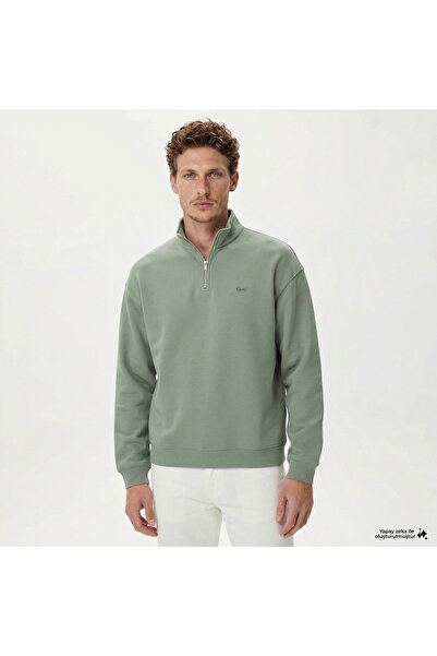 Lacoste Heavy Fleece Zipper Neck Unisex Yeşil Sweatshirt