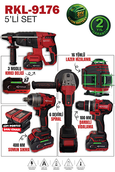RETOOLS RKL-9176 BORDO 5 LI SET (4 LÜ SET + 16 YÖNLÜ BORDO LAZER)