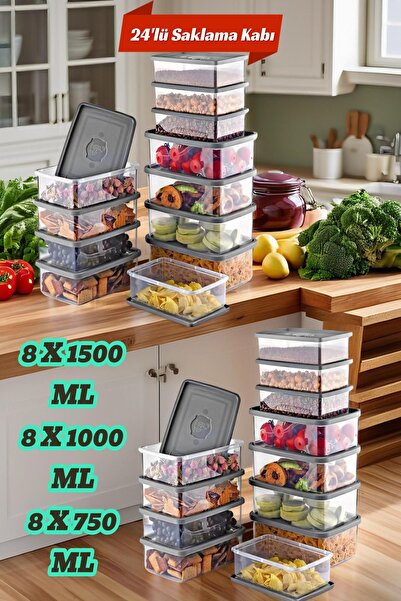 Open Home Concept Set de 24 recipiente dreptunghiulare pentru depozitare, com...