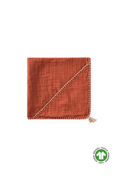 Cigit Çift Kat El İşi Organik Müslin Üçgen Havlu (Yıkanmıştır) 75X75 cm Rust