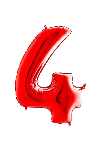 Pandoli Partidolu 4 Rakam Folyo Balon 100 cm Kırmızı Renk