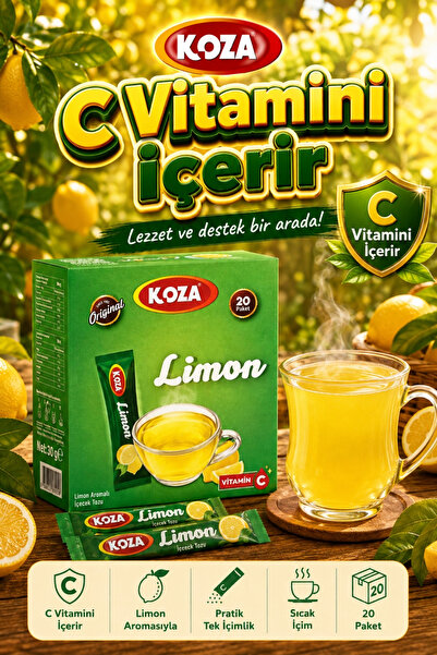 Koza Gurmelerin Seçimi Pratik Lezzet Limon Aromalı Tek İçimlik Limon Çayı Pre...