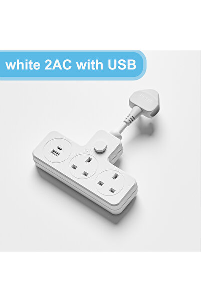 Choice UK White 2AC with USB UK Power Plug Wall Outlet 13A 3120W Flexible Pow...