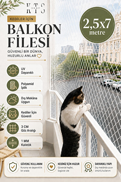 KTS SHOP 2,5x7 Metre | Balkon Güvenlik Filesi | Kedi Pencere Filesi | Balkon ...
