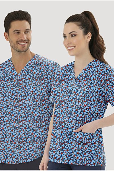 ÇİZGİ MEDİKAL Molecular Net Patterned Single Top (Cotton Lycra Fabric)