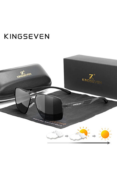 Choice نظارات شمسية KINGSEVEN للرجال مصنوعة من الألومنيوم باللون الأسود، مستق...