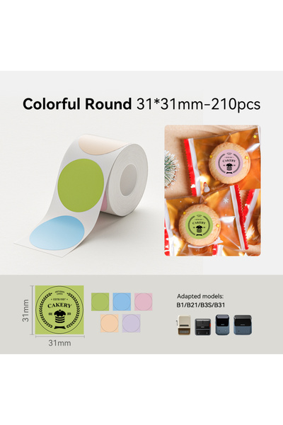 Choice5 Color 3131 Niimbot Thermal Label 20-50mm Width Round/White/Color Adhe...