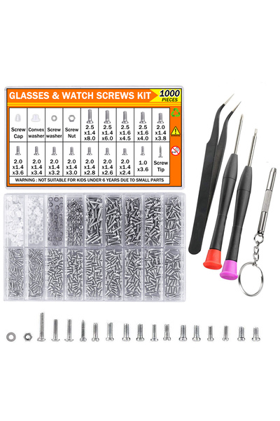 Choice 1000PCS Eyeglass Repair Kit, Stainless Steel Screws & Nuts Set with Mi...