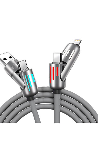Choice1 كابل شحن سريع 1 متر من سبائك الزنك الرمادية USB-C 4 في 1 240 واط لأجه...
