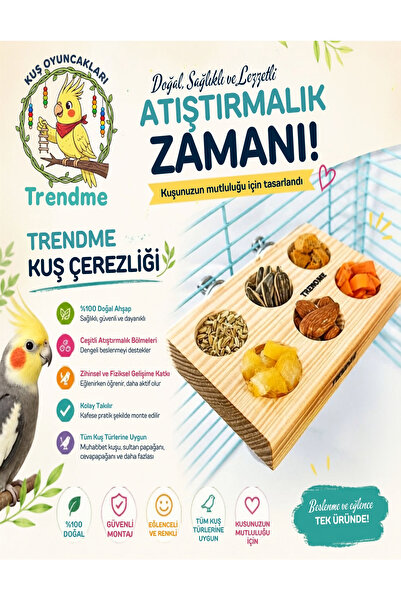 UniqBirdToys Trendme Natural Wooden Tasting Bird Food