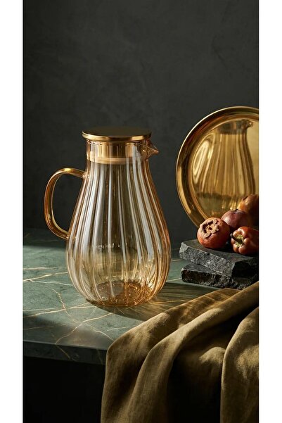 morponi Borosilikat Cam Papatya Model Amber Sürahi 1800 Ml DR-23