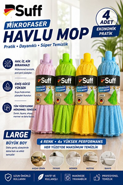 Suff 4 Adet Mikrofiber Havlu Mop Large