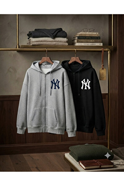 ALİ.COM Grimenaj Black Unisex Zippered Hooded 2-Piece Jacket