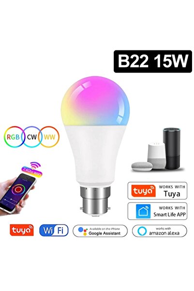 Choice B22 15 واط Tuya Smart WiFi Lamp Alexa Led Lamp E27 B22 RGB Smart Light...
