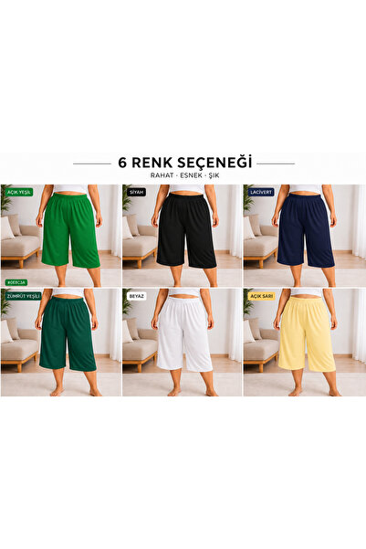SEWANO 6'Pieces Mixed Color Oversize Cotton Combed Capri Bermuda Shorts Plus ...