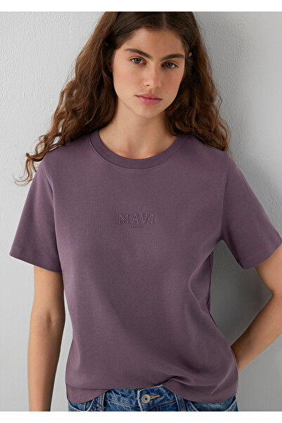 Mavi Logo Printed Purple T-Shirt Semi Slim Fit / Semi Narrow Cut 1614377-91646
