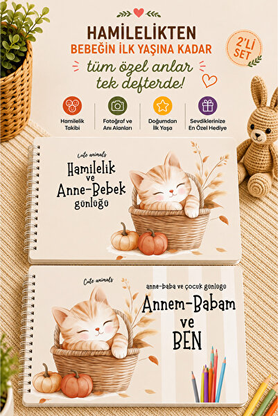 Lodos 2'Lİ SET Hamilelikten Bebeğin İlk Yaşına Tüm Anı Defteri ve Çocuk Günlü...