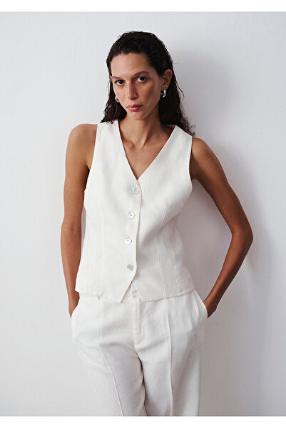 Mavi Vestă din in ecru, croială slim / croială strânsă 1110843-70057