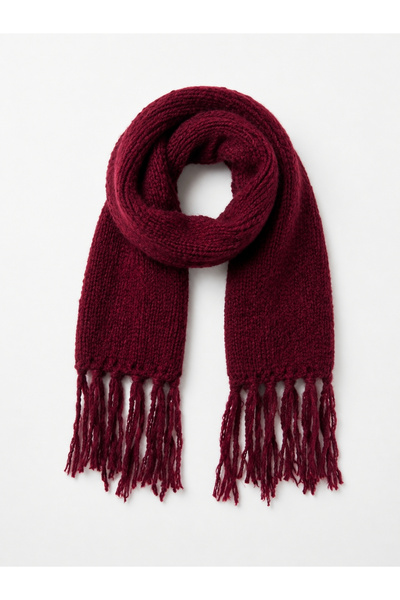 Retrobird Large Size Soft Knitted Scarf Women's Burgundy