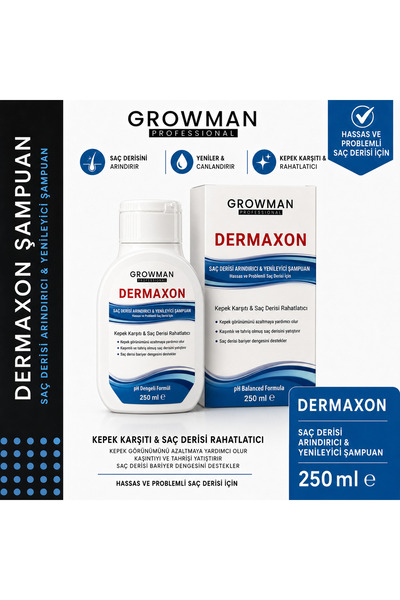 growman Dermaxon Anti-Dandruff Shampoo 250 ml |   And Itch-Relieving Care