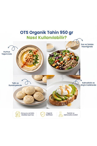 OTS Organik Tahin 950 gr (Organik Sertifikalı, Pestisit Analizli)