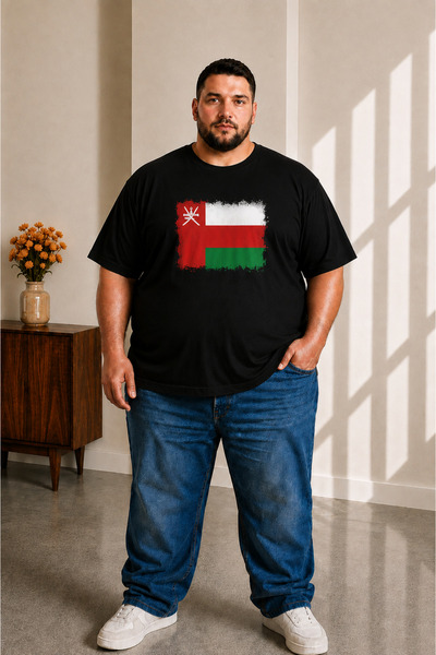 sngl tekstil Men's Large Size Short Sleeve Oman Flag Printed T-Shirt 3XL 4XL ...
