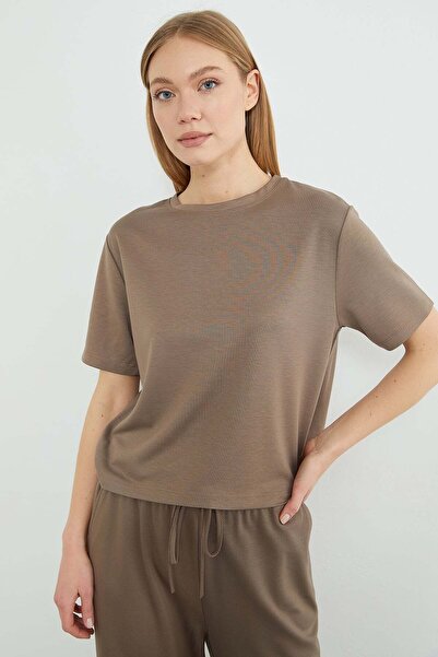 Fulla Moda Basic Bisiklet Yaka Modal Tişört