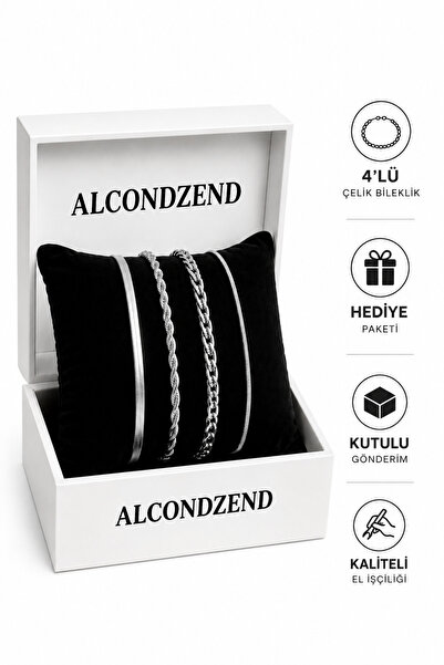 ALCONDZEND Men's 4-Piece Bracelet Set, Anti-Tarnish Stainless Steel Combinati...