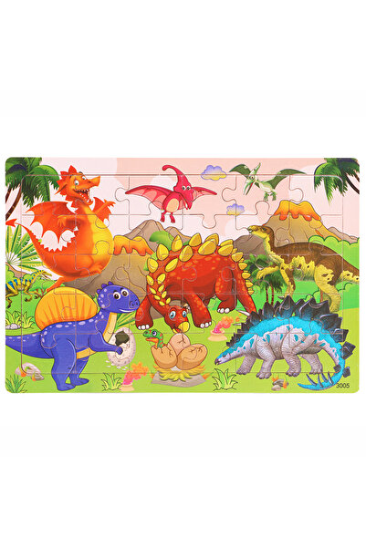 Choice14 3005-KongLong 30 Pieces Wooden Jigsaw Puzzle Kids Cartoon Animal Veh...