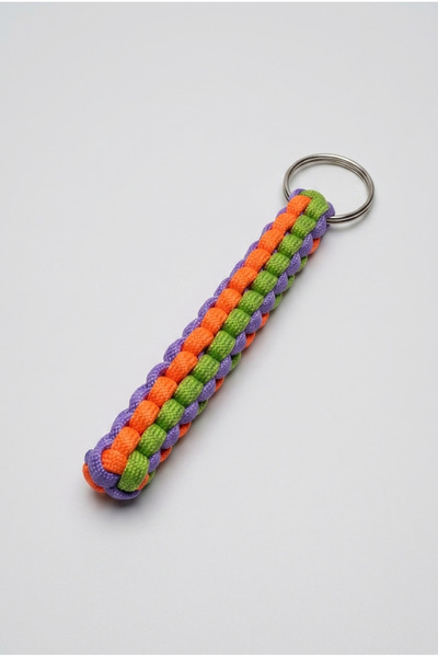 PARACORD Alpin 550 Anahtarlık/Turuncu-Yeşil-Mor - El Yapımı Dayanıklı Anahtarlık