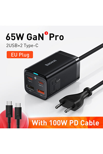 Baseus 65W EU 220V 65W/100W GaN Charger Desktop Laptop Fast Charger 4 in 1 Ad...