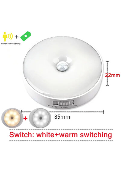 Choice17 White Warm Switch 2 PCS LED Human Body Induction Night Light USB Cha...