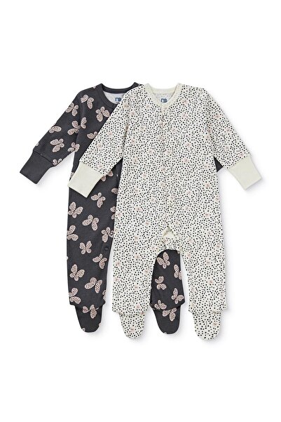 MOTHERCARE Kız Bebek Tulum Çiçek Baskılı Çıtçıtlı Bisiklet Yaka Long Sleeve P...
