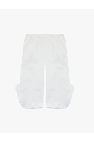 Koton Pantaloni albi cu volane din poplin pentru fetițe 6SMG40008AW