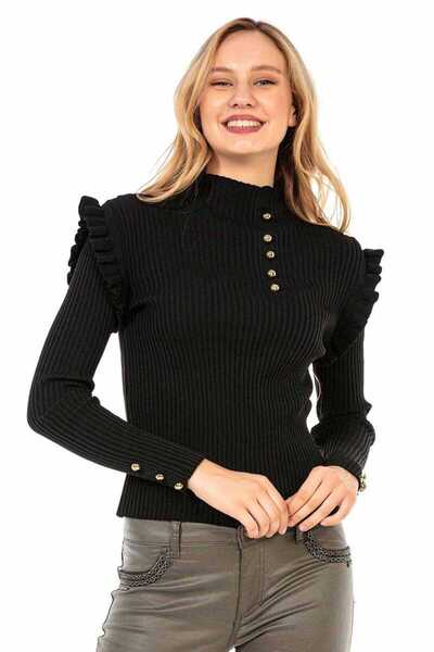 Cipo&Baxx Wp209 Buttoned Fisherman Women's Sweater