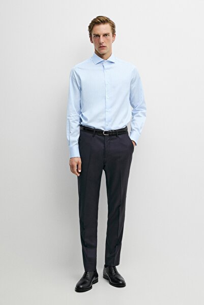 Massimo Dutti %100 pamuklu çizgili slim fit gömlek