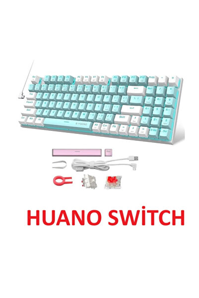 e-yooso Z-19 Mekanik Oyun Klavyesi 94 Tuş - Metal Gövde Huano Red Switch Buz ...