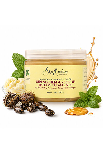 Shea Moisture ماسك معالج بزيت الخروع الجامايكي الأسود من شيا مويستشر - 340غ