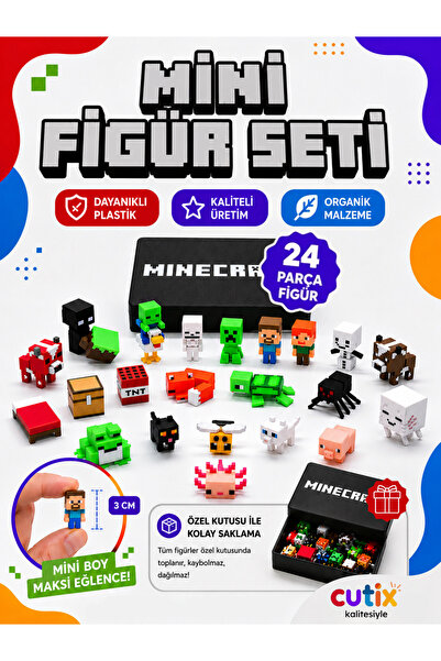 Cutix Oyuncak Mini Figür Seti - Blok Oyun Minik Figürler Çocuk Oyuncakları Do...