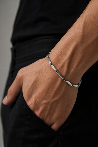 Tixy Pixy Kibrit Model Stainless Steel Silver Men's Bracelet