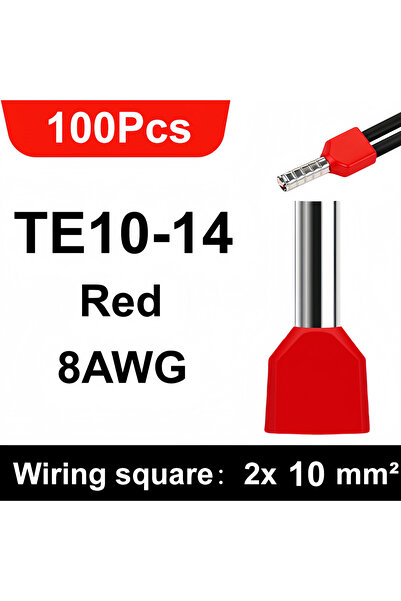 Choice1 100pcs-TE10-14 100/700pcs TE Double Wire Tube PVC Insulated Terminal ...