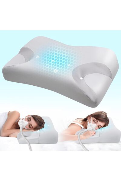 Choice Light Grey CPAP Pillow for Side Sleepers, Contour Memory Foam Pillow w...